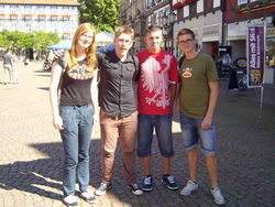 Mari Cole (von links) Scott Bryers, Adrian Zielinski und Vieri Spinatelli sind aus dem Ausland zur Sommeruni angereist. Foto: pr.